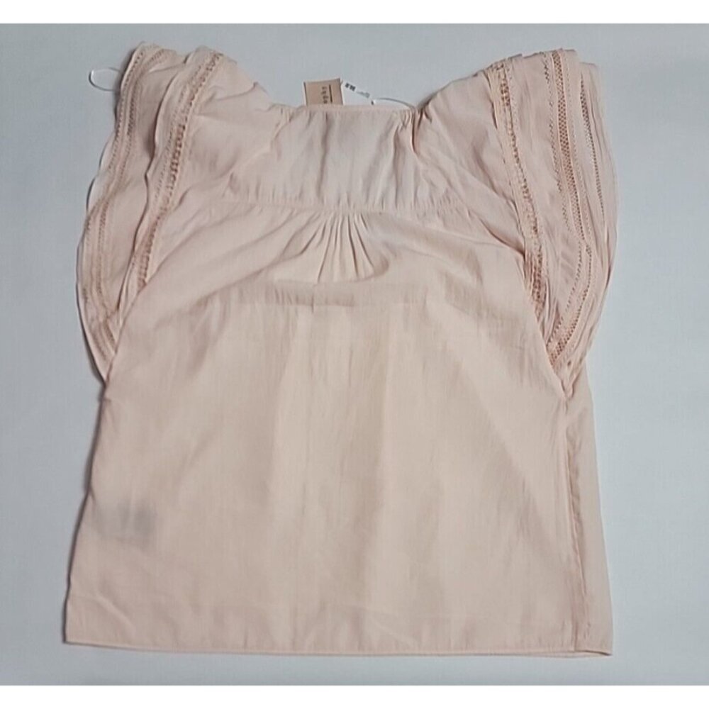 New Philosophy Pink Peach Short Sleeve Dressy Shirt Lined V Neck  XS Boho Cottag - Picture 8 of 10